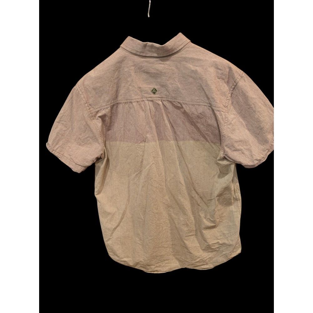 PrAna Brown/Purple Two Tone Slim Fit Short Seeve Button Up 100% Organic Cotton - Picture 2 of 3